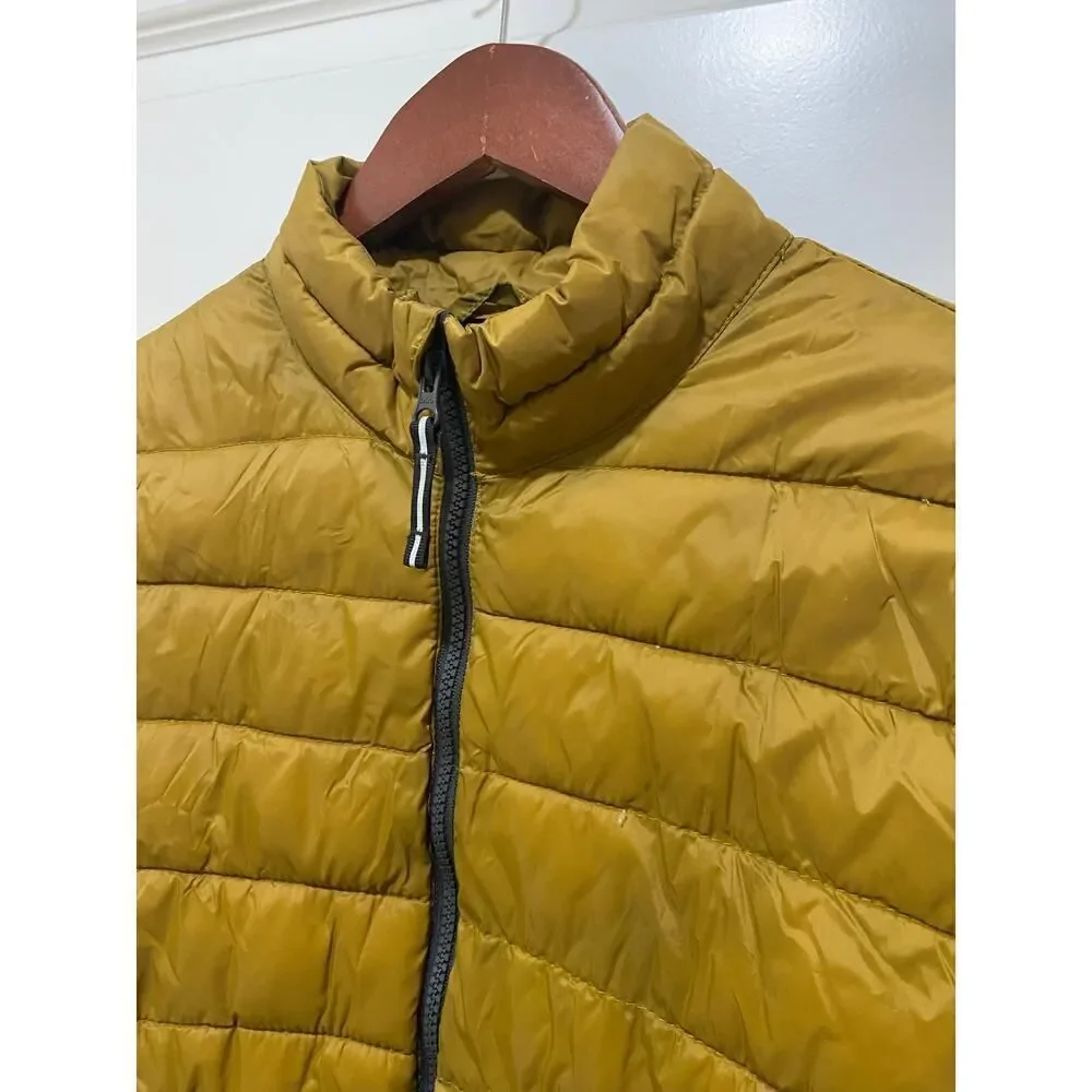 Old Navy Mustard Quilted Puffer Jacket Men’s M Gorpcore Travel Water-Resist